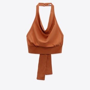 Zara Halter Top - size medium - orange